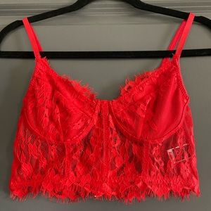 Shein | Lace Bustier Crop Cami Top | Red | Size Medium | NEVER WORN!